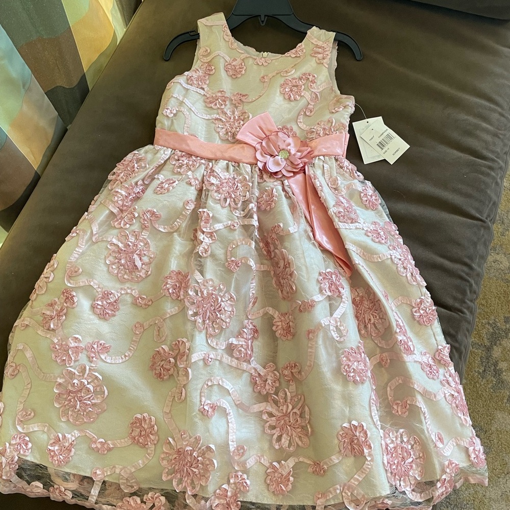 Elegant Pink Floral Kids Dress